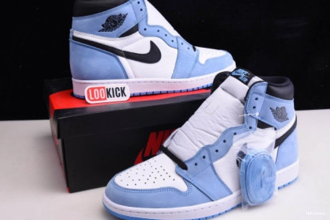 Rep TBkick BLUE 555088-134 AIR UNIVERSITY JORDAN 1 BLACK RETRO HIGH WHITE 0809